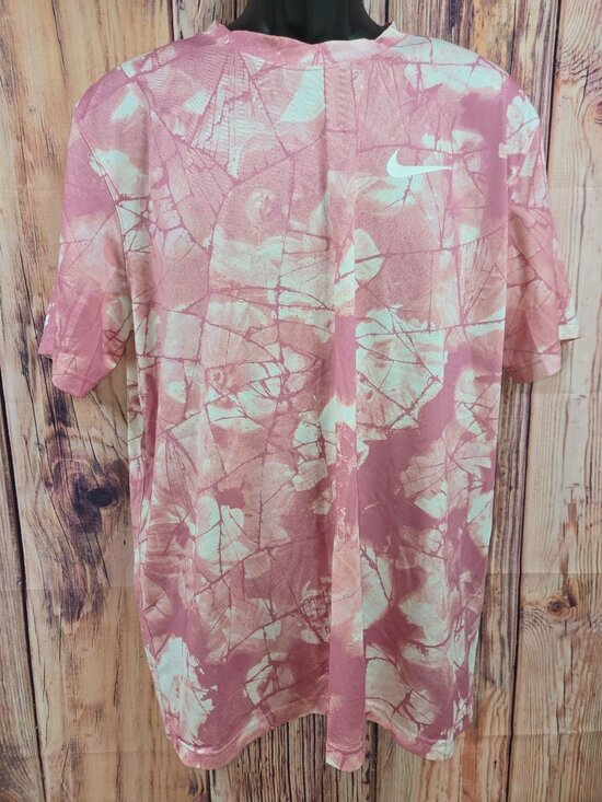 Nike Dri-Fit Mens Tie-Dye Tshirt Large Pink White Lightweight - Picture 1 of 7